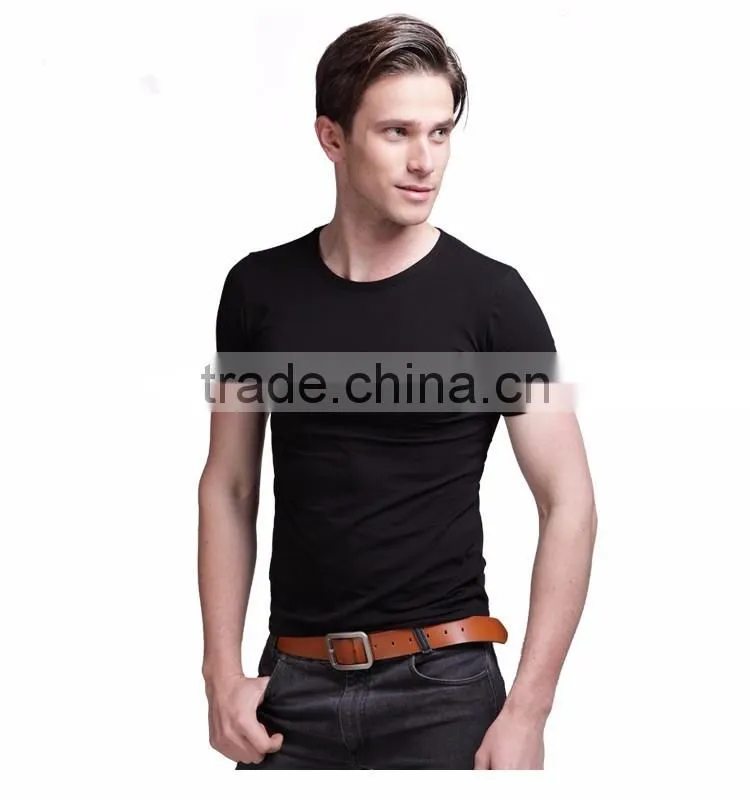 2016 new casual fashionable blank round- collar men's short sleeve t-shirt