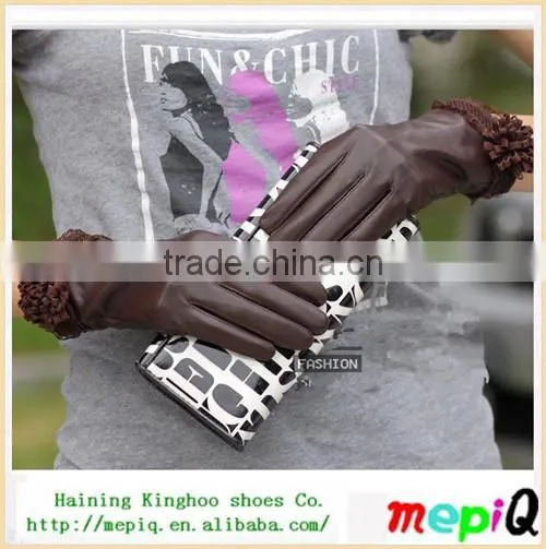 2014 fashionable flower woman china manufacturer leather gloves
