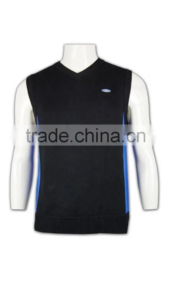 ISO9001/BSCI Manufature black mens fitted knitting pattern vest