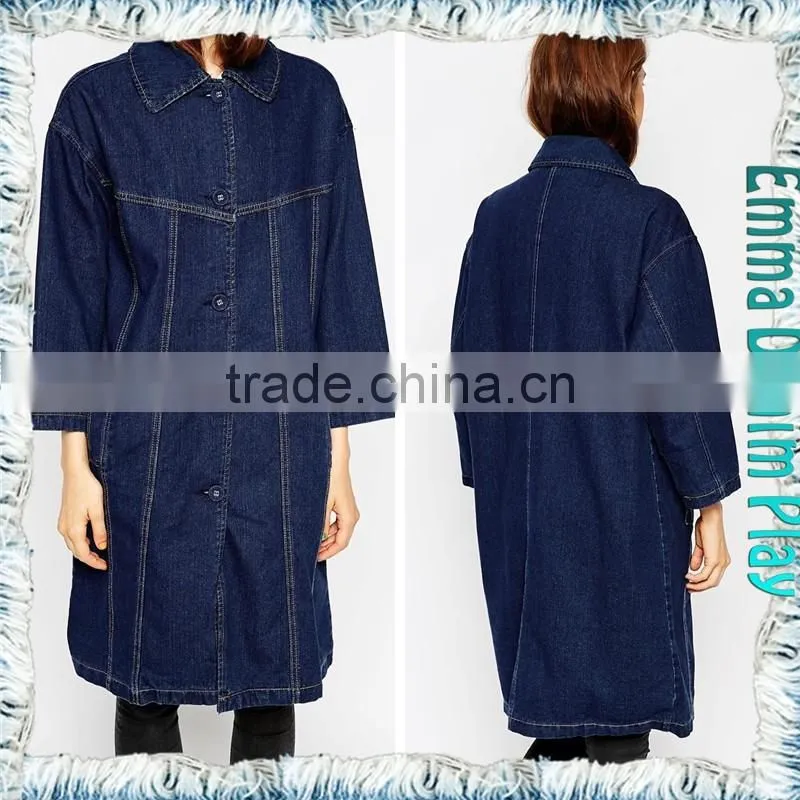 2018 Sexy Ladies Customised Indigo Button up Denim Overcoats