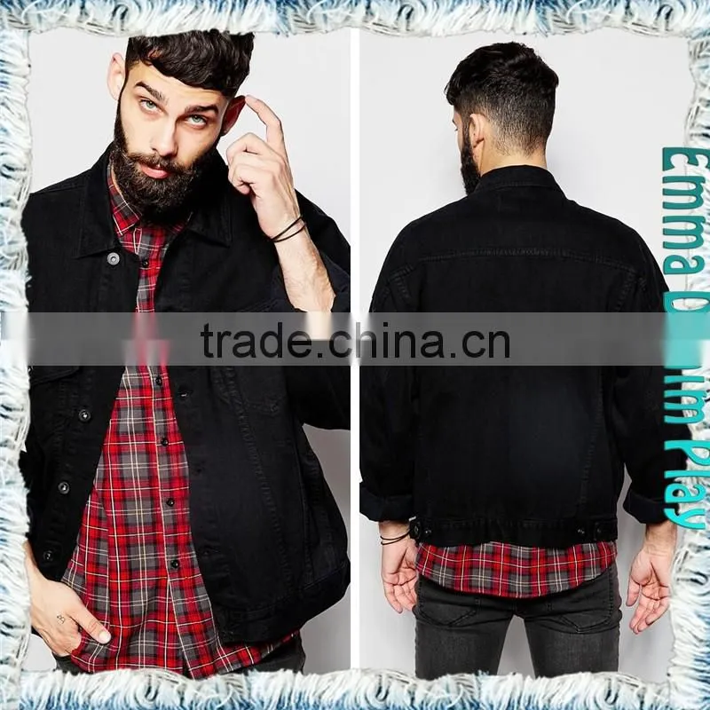 Autumn New Fashion Mens Black Denim Metal Button Jackets