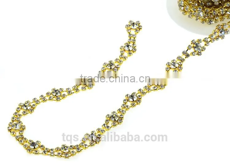 Acrylic Stones Cup Chain Tibbons Embroidered with Rhinestones