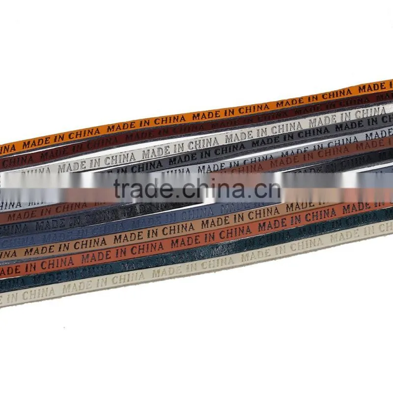 Orange "Made in China" Printed Flat PU Leather Cord