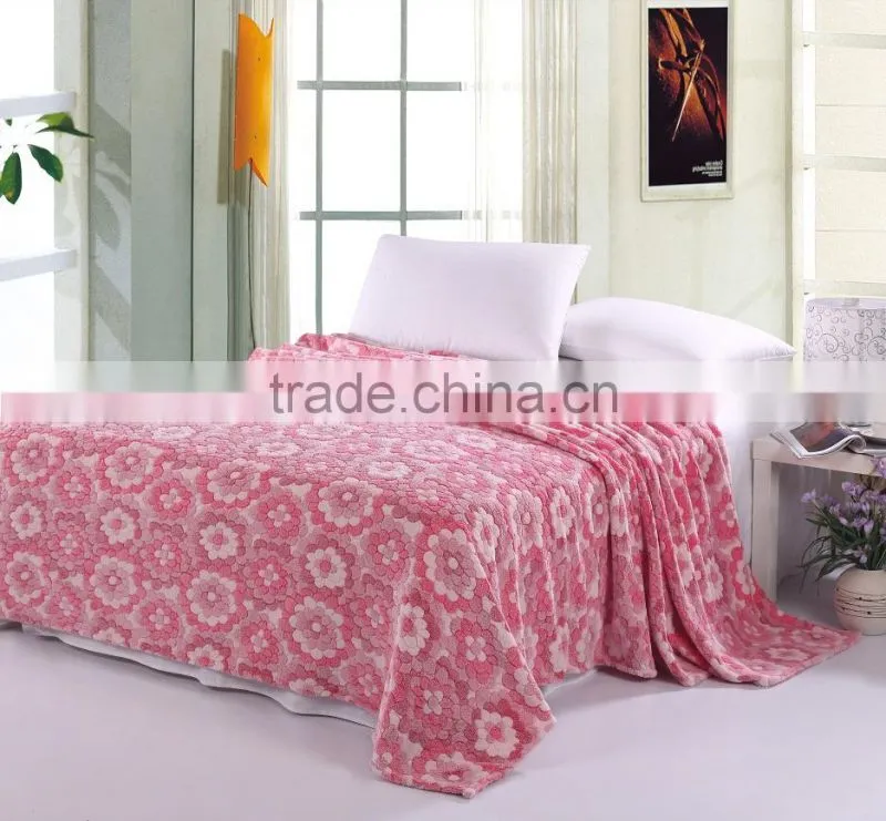 New Style Embossed 100%polyester Super Soft Coral Fleece Blanket/coral Fleece Fabric
