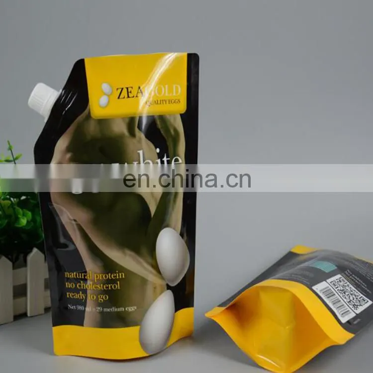 Custom reusable 3 side heat seal plastic flat bottom laundry detergent spout pouch bag