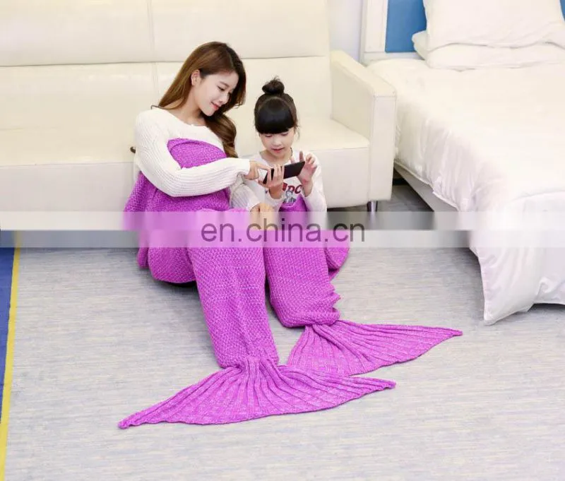 Hot sale custom logo adult children mermaid tail blanket