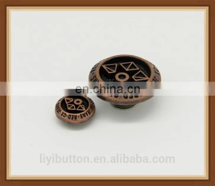 wholesale shiny silver mushroom round metal jeans buttons for jeans