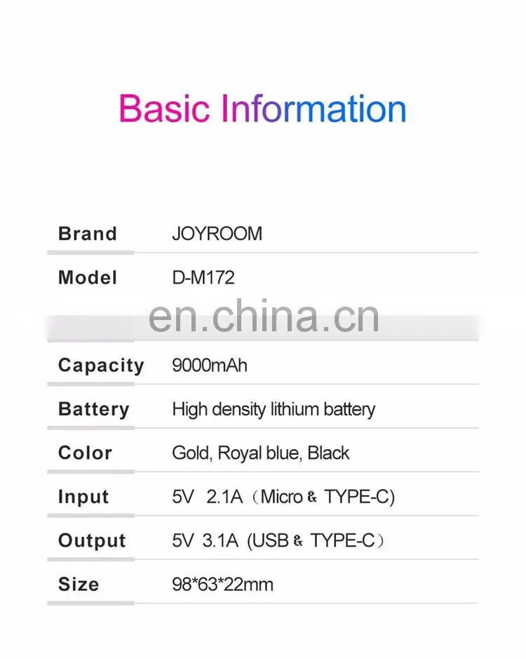 JOYROOM 9000mAh portable mini bank power