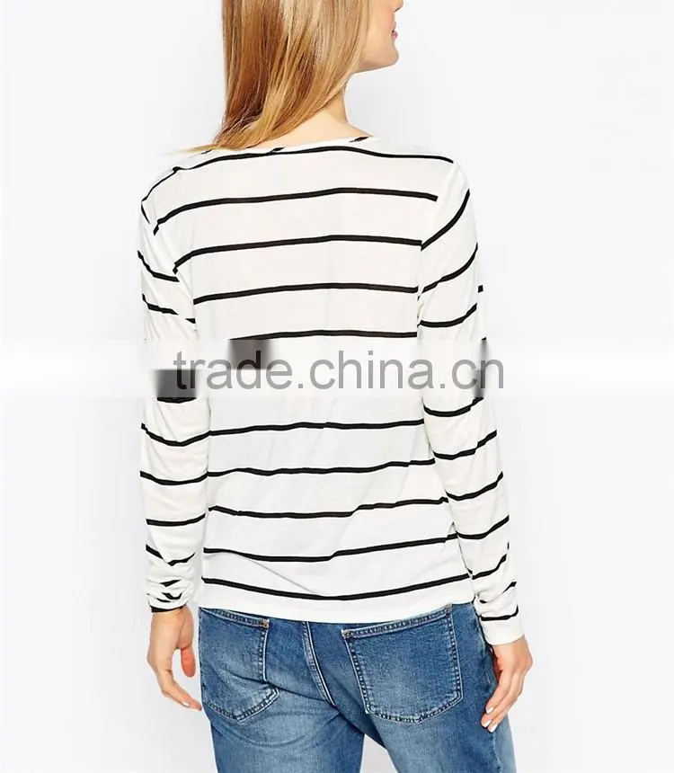 Wholesale 100 cotton long sleeve soft stripe maternity tops