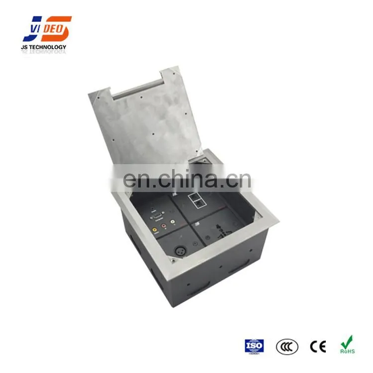Silver Ac Brushed Golden Metal Power Multi Insert Network Floor Box