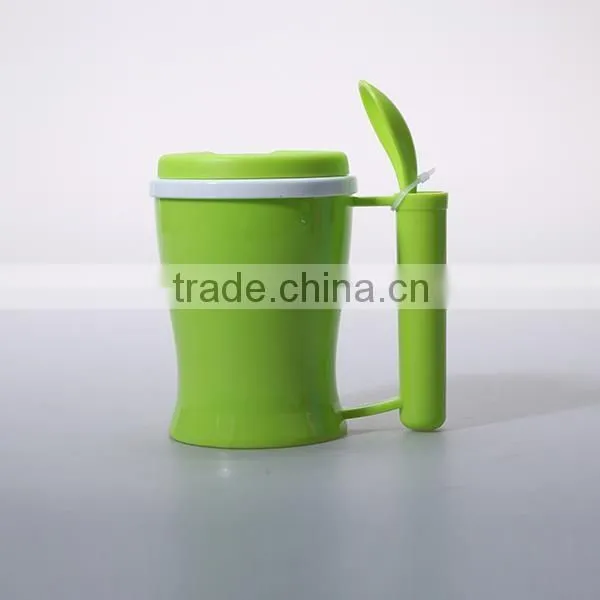 hot sale microwave pp plastic soup mug with spoon and lid