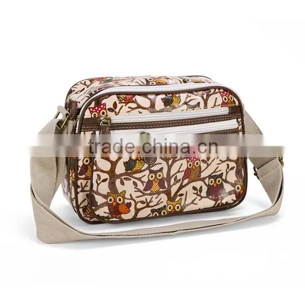 Fashion Owl Woman Shoulder Bag PVC Coated Canvas Woman Shoulder Bag