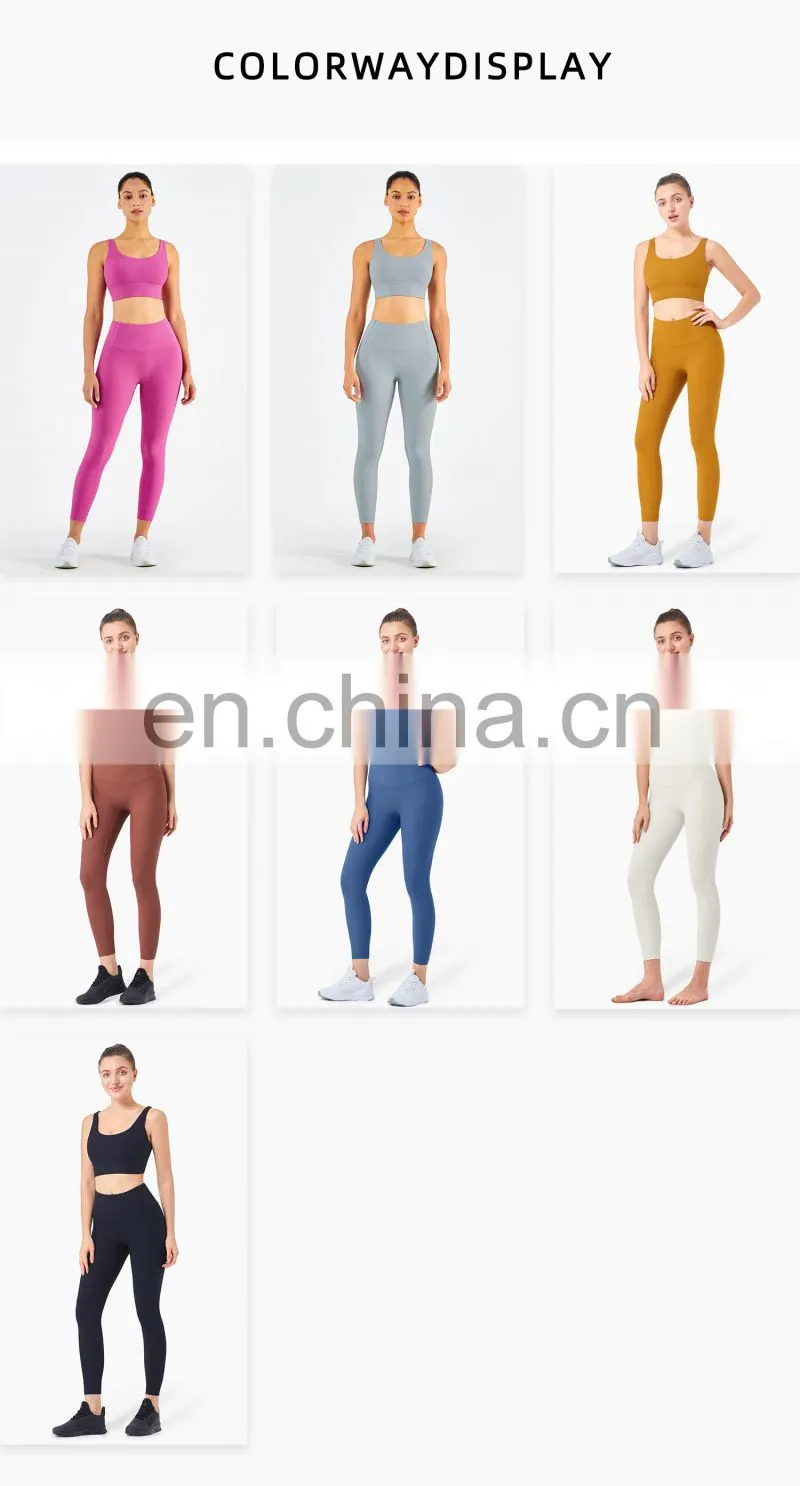 Custom Women Ribber Fabric Sport Set Girls Yoga Gymwear Wholesale Workout Set Fitness clothing