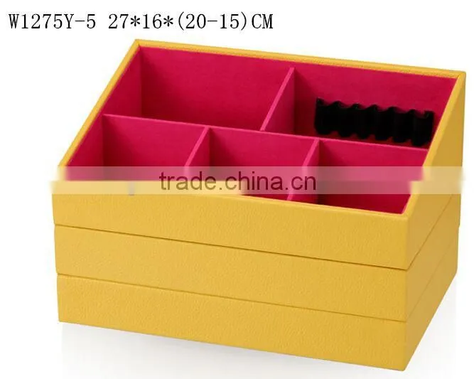 W1275Y-2 Wholesale Alibaba 10'' Stackable Jewelry Display Tray Wooden Jewelry Case Leather Jewelry Tray