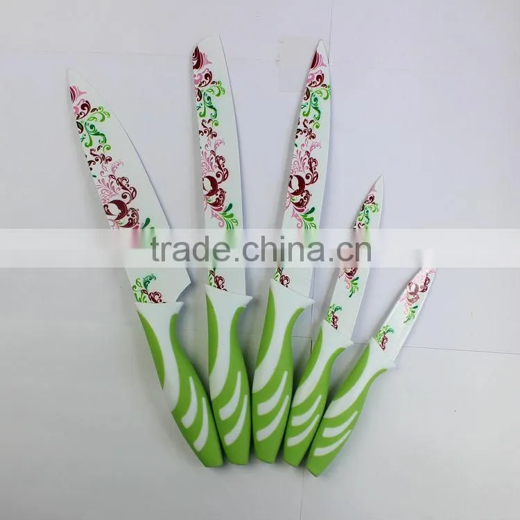 Beautiful printing flower kitchen knives sets