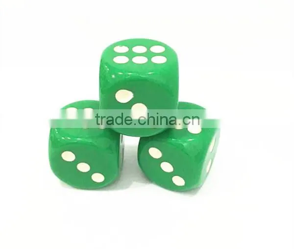 21mm black plastic custom 6 sided dice with normal dot embossed