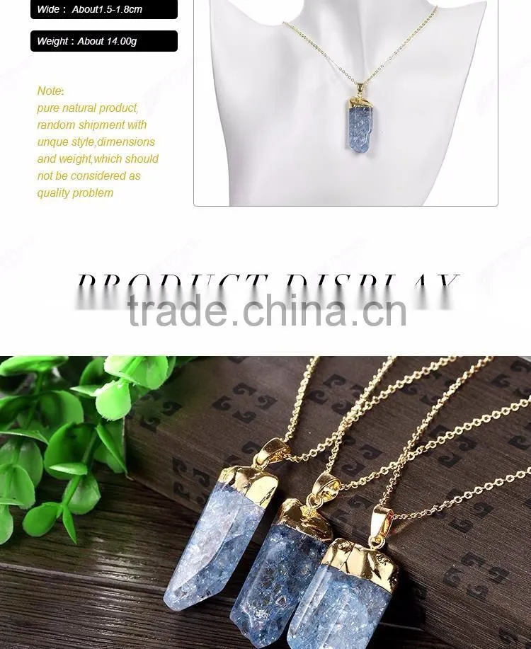 Nice irregular shaped blue stone necklace, natural stone statement necklace