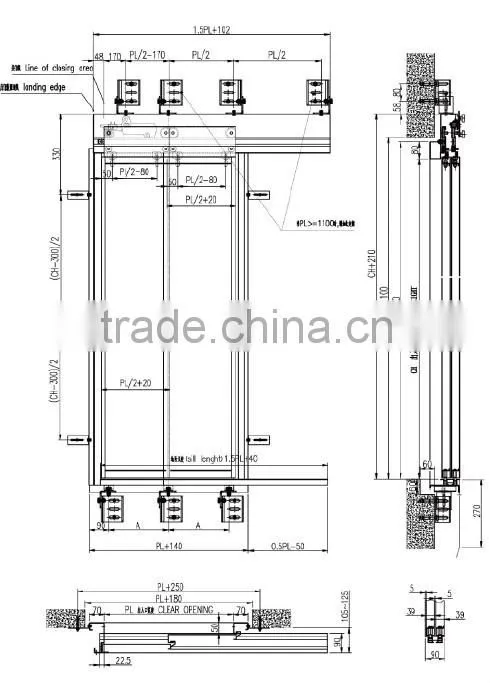 Lift Parts Two Panels Side Opening Landing Doors