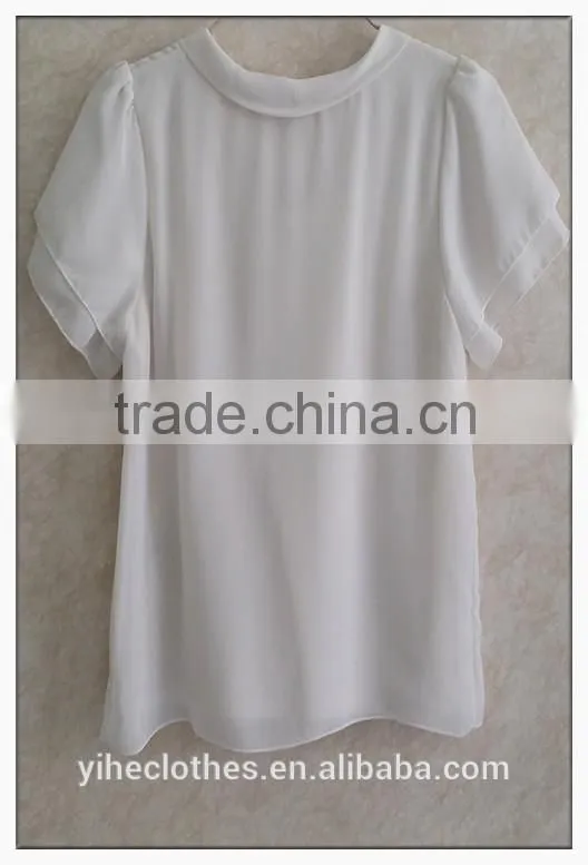 Sailor collar chiffon t-shirt sweet bow girl white tshirt