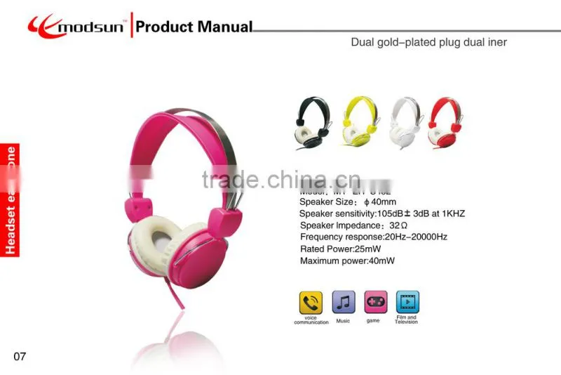 High quality stereo earphone headset.High Performance Dual gold-plated plug .Dual iner Earphones With Mic(EH-S452)