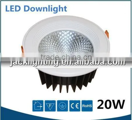 20W High lumen COB LED Downlight Hot Sale 82RA Epistar Chip Retrofit Dimmable 220V COB Recessed LED Downlights high power