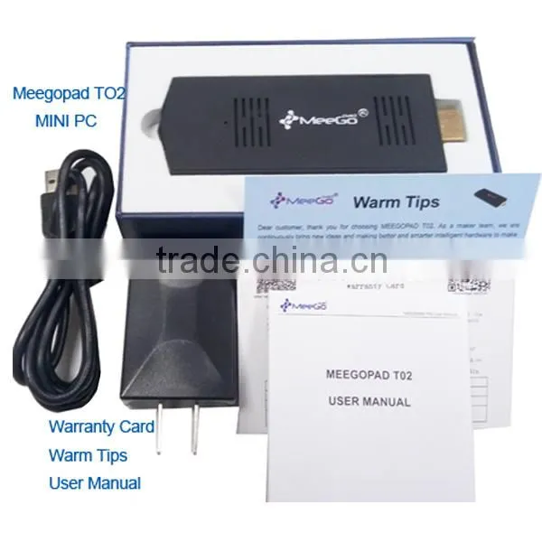 Hot Sell Meegopad T02 Mini PC without Monitor Compute Stick Ultra Smart Mini pc HDMI with 2*USB2.0 48g with Intel Atom BT4.0