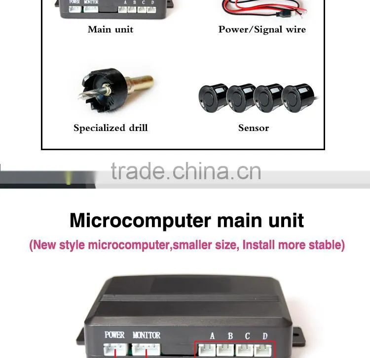 LED digital car parking sensor system with 20 different color type waterproof ultasonic sensor