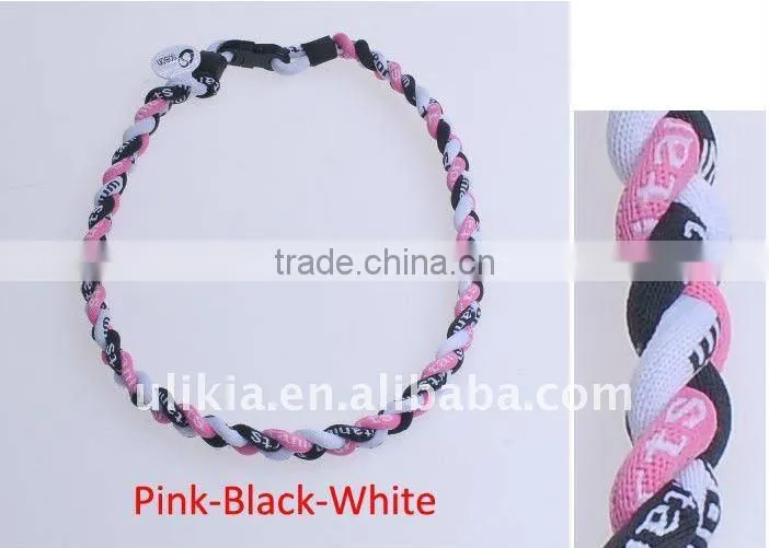Germanium Titanium Baseball Sport Necklaces tri-braided 22''