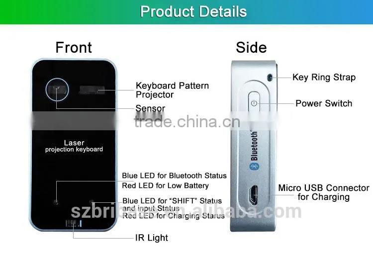 Wholesales NEW cheap wireless bluetooth virtual laser projection keyboard mouse