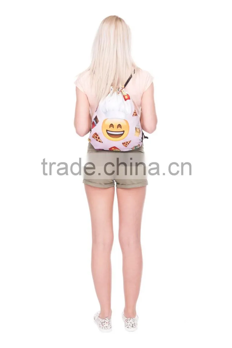High Quality 3D Printed Emoji Cook Polyester Drawstring Bag