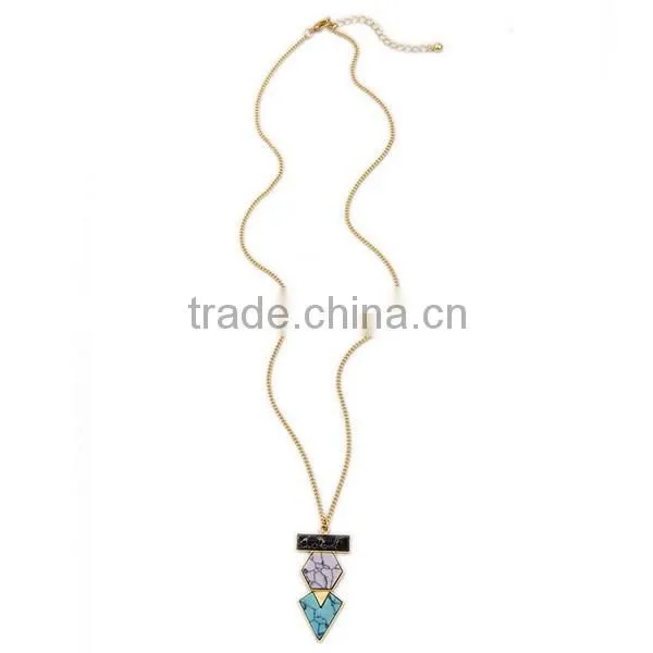 Triangle turquoise stone pendant necklace