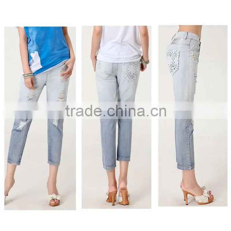 2016 fashion woman denim fabric brand jeans wholesale