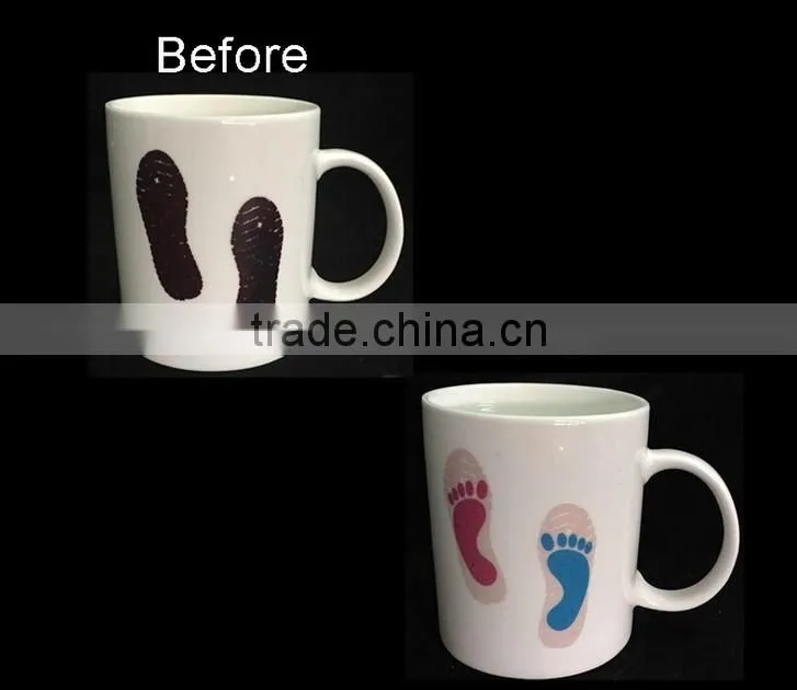 Promotion!!! 11oz ceramic footprint photo color changing magic mug