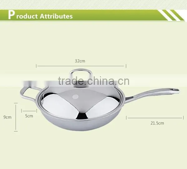 Excellent houseware wok non-stick Tri-ply stainless steel wok