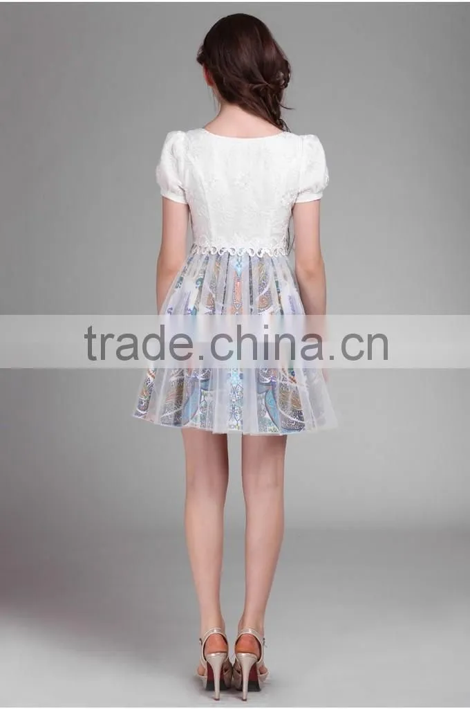 2015 High Quality Floral Printed Alibaba Prom Dress Design