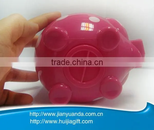 plastic coin banks with dots piggy shape coin saving bank