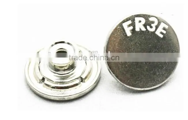 New style silver nickel free jeans button custom design nickel color buttons for jeans washable and hand press