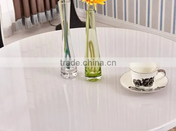 80cm white color round tempered glass top dining table