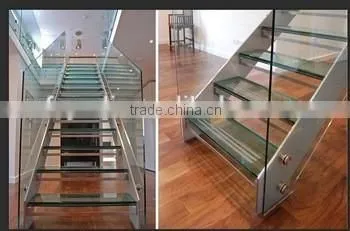 indoor glass precast staircase , steel straight stairs ---YUDI