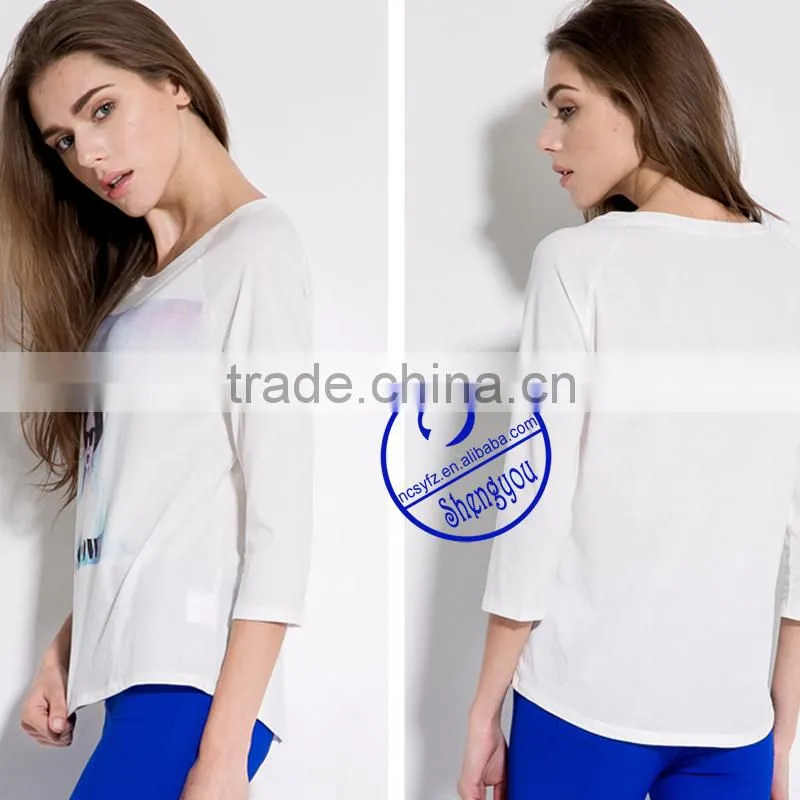 2015 China supplier custom fashion women printed t-shirt wholesale