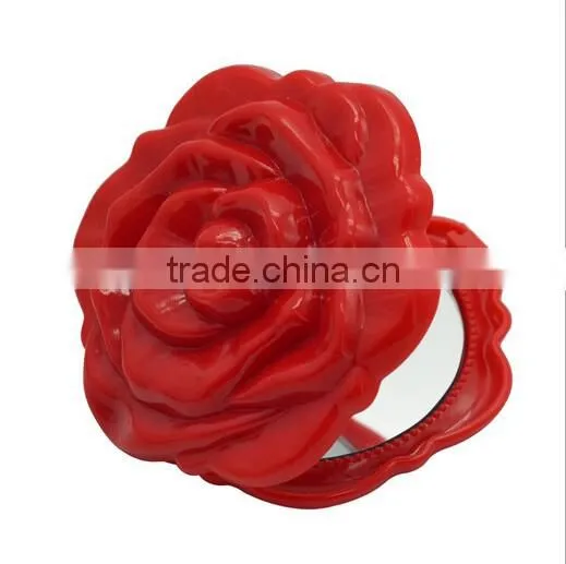 Factory directly rose shape plastic folding pocket mirror