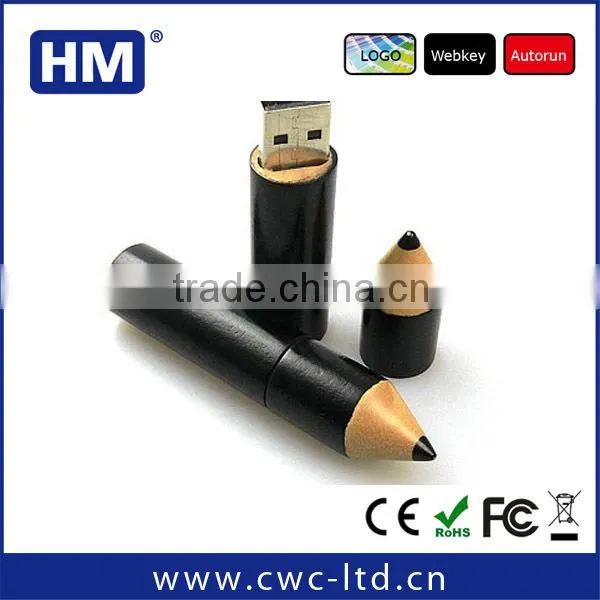 shenzhen factory custom design wholesale high speed pencil wooden usb pen drive