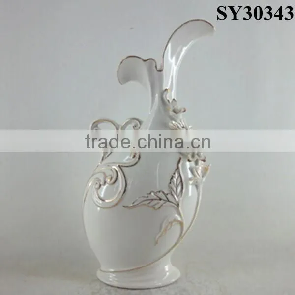 Decorative white ceramic and porcelain vases