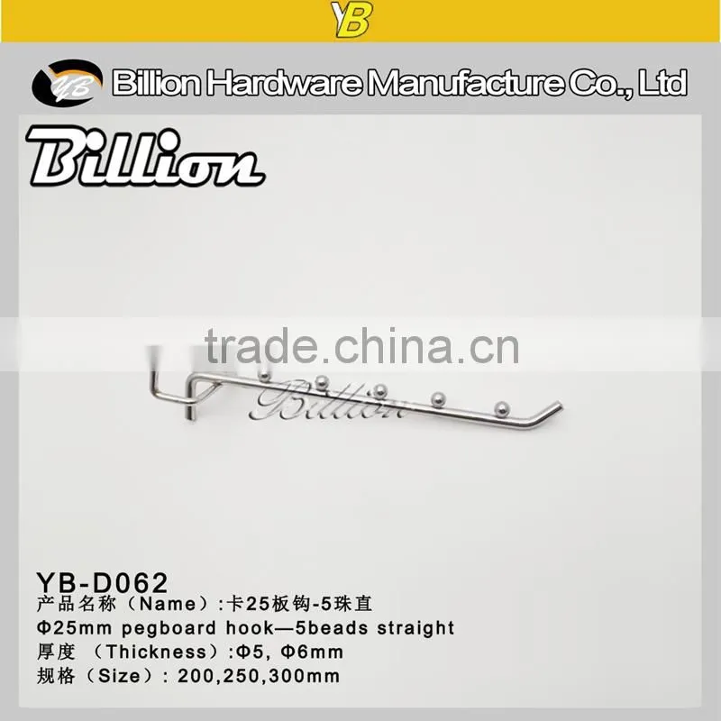 Customized chrome paint pegboard display hooks with 5 Ball Waterfall for Pegboard