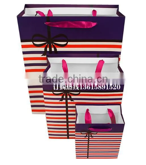 Beautiful stripe design luxury printed paper gift bag, craft bag