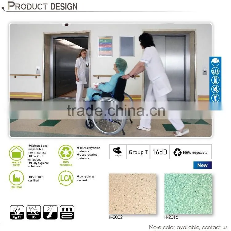 Non-directional Homogeneous PVC Plastic Flooring for Hospital