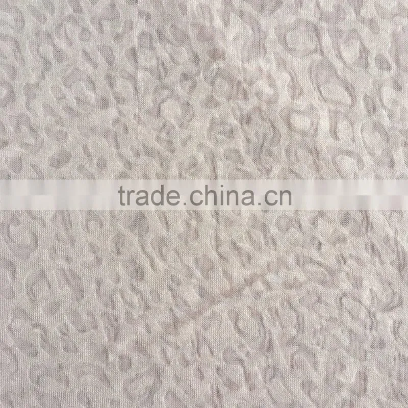 110g/sm Polyester cotton knit single jersey burn-out fabric,knit burnt discharge and burn-out print fabric for dress