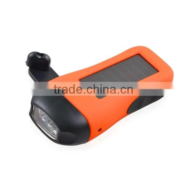 Hand crank emergency Dynamo Solar 3 LED Hand Rechargeable Flashlight