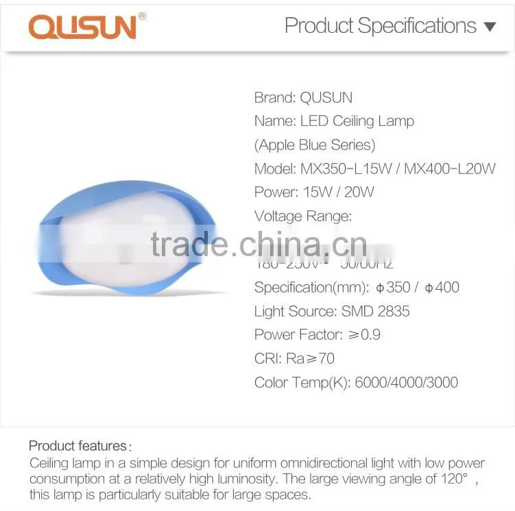 LED Ceiling Lamp 15W 20W, Surface Mounted, CE RoHS,Apple( Blue ) series