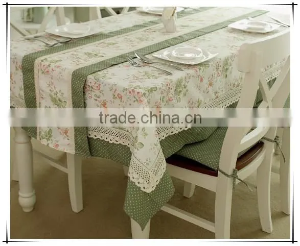 Dining New Design Fancy Green With White Printed Flower Table Runner